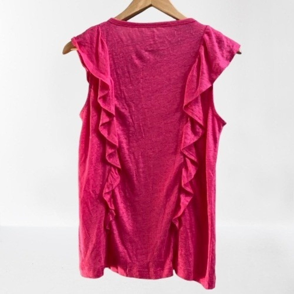 NEW J. CREW Linen‎ Ruffle Tank Tee in Sweet Briar Pink Small - Picture 4 of 5